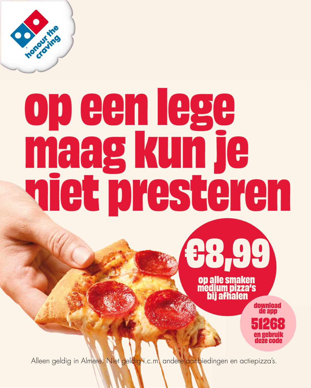 Domino's actie in Oktober.